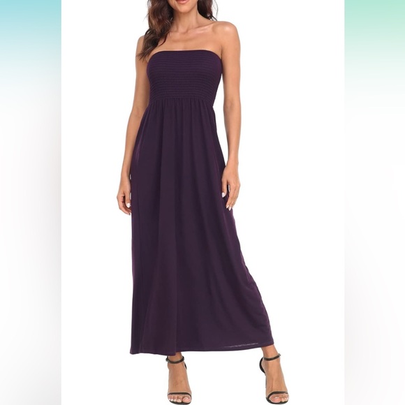 Women’s Strapless Maxi Dress / Sundress Elastic Tube Top Plus Size - Picture 9 of 10